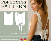 Tie Top Pattern – Crop Top Pattern, Open Back Pattern, Tie Back Top Pattern, Easy Top Pattern, Tank Top Pattern, Plus Sized Pattern