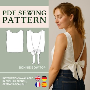 Tie Top Pattern – Crop Top Pattern, Open Back Pattern, Tie Back Top Pattern, Easy Top Pattern, Tank Top Pattern, Plus Sized Pattern