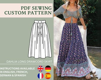 Maxi Skirt Pattern, Summer Skirt Pattern, Midi Skirt Pattern, Elastic Skirt, Plus Sized Pattern, Modest Pattern, Loungewear Pattern