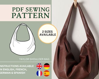 Hobo Bag Pattern, Crescent Bag Sewing, Sling Bag PDF, Easy Weekend Bag, Saddle Bag PDF, A4 & US-Letter + Easy Step-by-Step Instructions