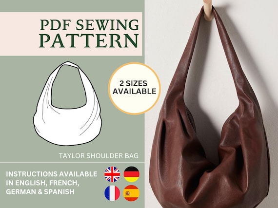 Hobo Bag Pattern, Crescent Bag Sewing, Sling Bag PDF, Easy Weekend Bag, Saddle Bag PDF, A4 & US-Letter + Easy Step-by-Step Instructions