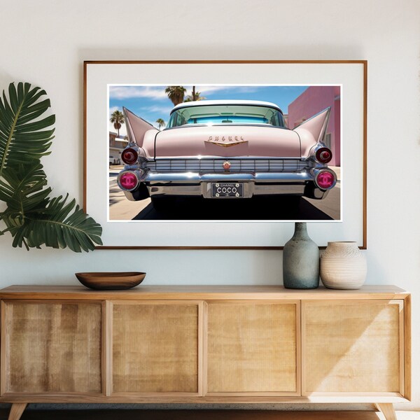 Pink Coco Chanel Vintage Car Print: Timeless Elegance & Feminine Charm