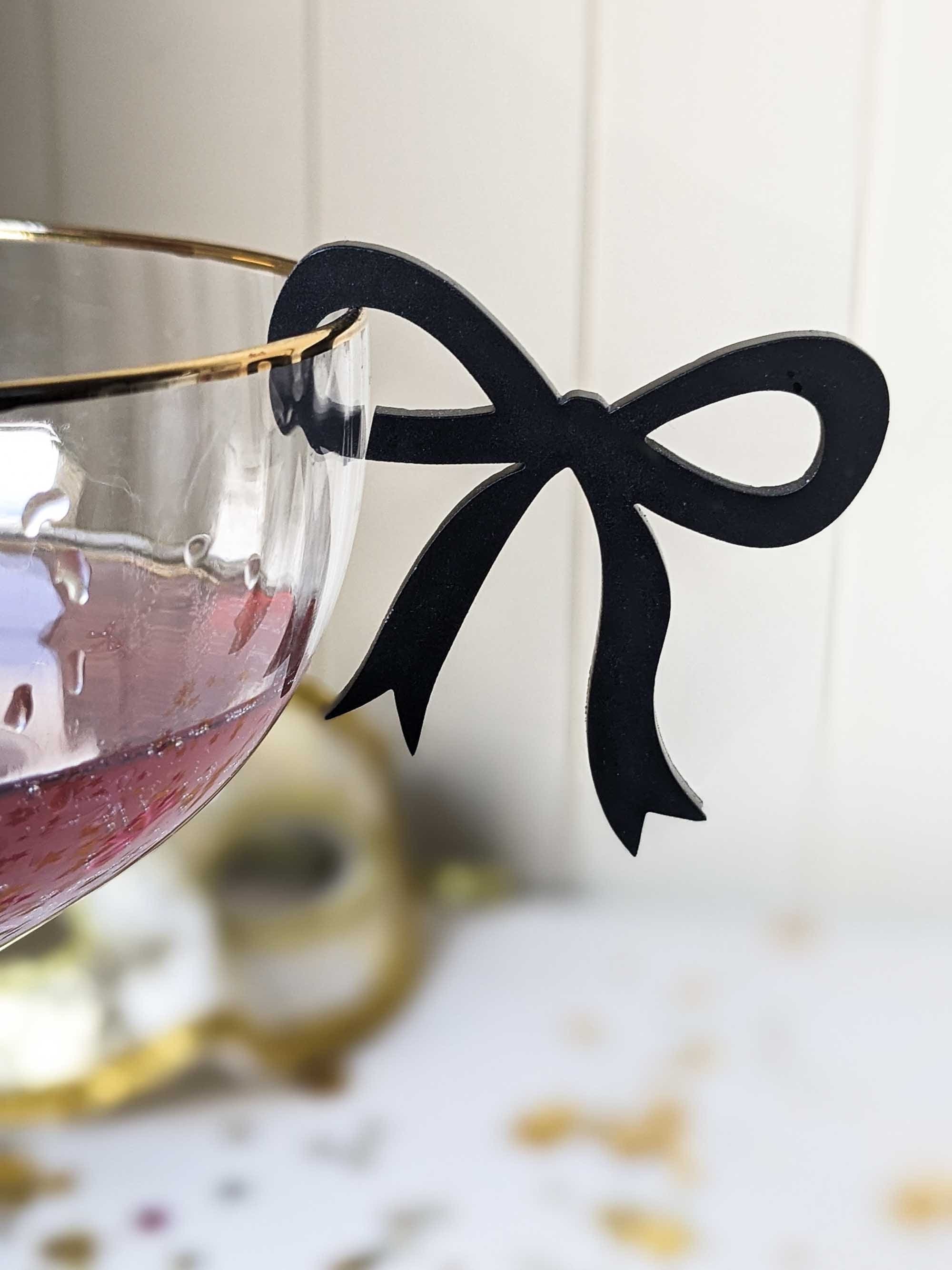 Colingmill 50 Pcs Bows Drink Tags Coquette Bow Wine Glass