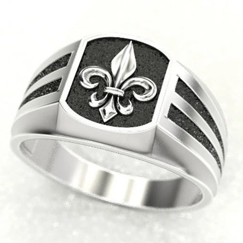 Mens Silver Fleur shops De Lis Ring , Symbol Floral Signet Ring ,Men Ring ,Vintage Ring ,Unique Mens Ring - Heraldic Ring For Man - Gifts For Men