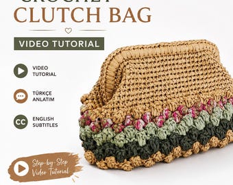 Crochet Popcorn Clutch Tutorial, Raffia Bag Video + PDF Guide