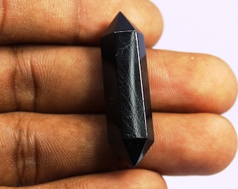 Turmalina negra 6 piezas Punto de dos lados Piedra de turmalina negra natural Piedra de punto de curación para hacer joyas 175Ct B-662.