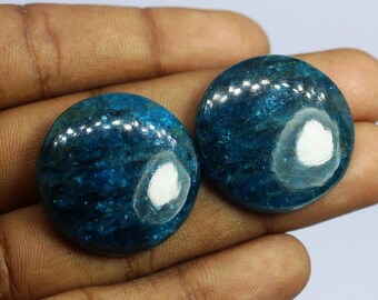 Cabujones de apatita (par) – Piedra preciosa suelta de apatita azul natural para la fabricación de joyas, 111 quilates.