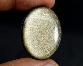 Golden Obsidian Cabochon Natural Stone, AAA Quality Golden Sheen Obsidian for Jewelry Making Carat -24