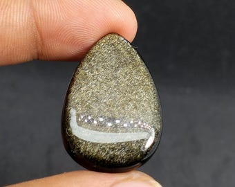 Golden Obsidian Cabochon Natural Stone, AAA Quality Golden Sheen Obsidian for Jewelry Making Carat -28