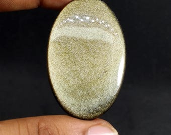 Golden Obsidian Cabochon Natural Stone, AAA Quality Golden Sheen Obsidian for Jewelry Making Carat -52
