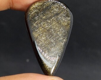 Golden Obsidian Cabochon Natural Stone, AAA Quality Golden Sheen Obsidian for Jewelry Making Carat -33