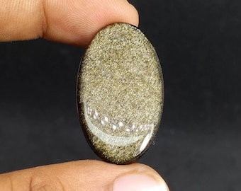 Golden Obsidian Cabochon Natural Stone, AAA Quality Golden Sheen Obsidian for Jewelry Making Carat -26