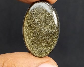Golden Obsidian Cabochon Natural Stone, AAA Quality Golden Sheen Obsidian for Jewelry Making Carat -20