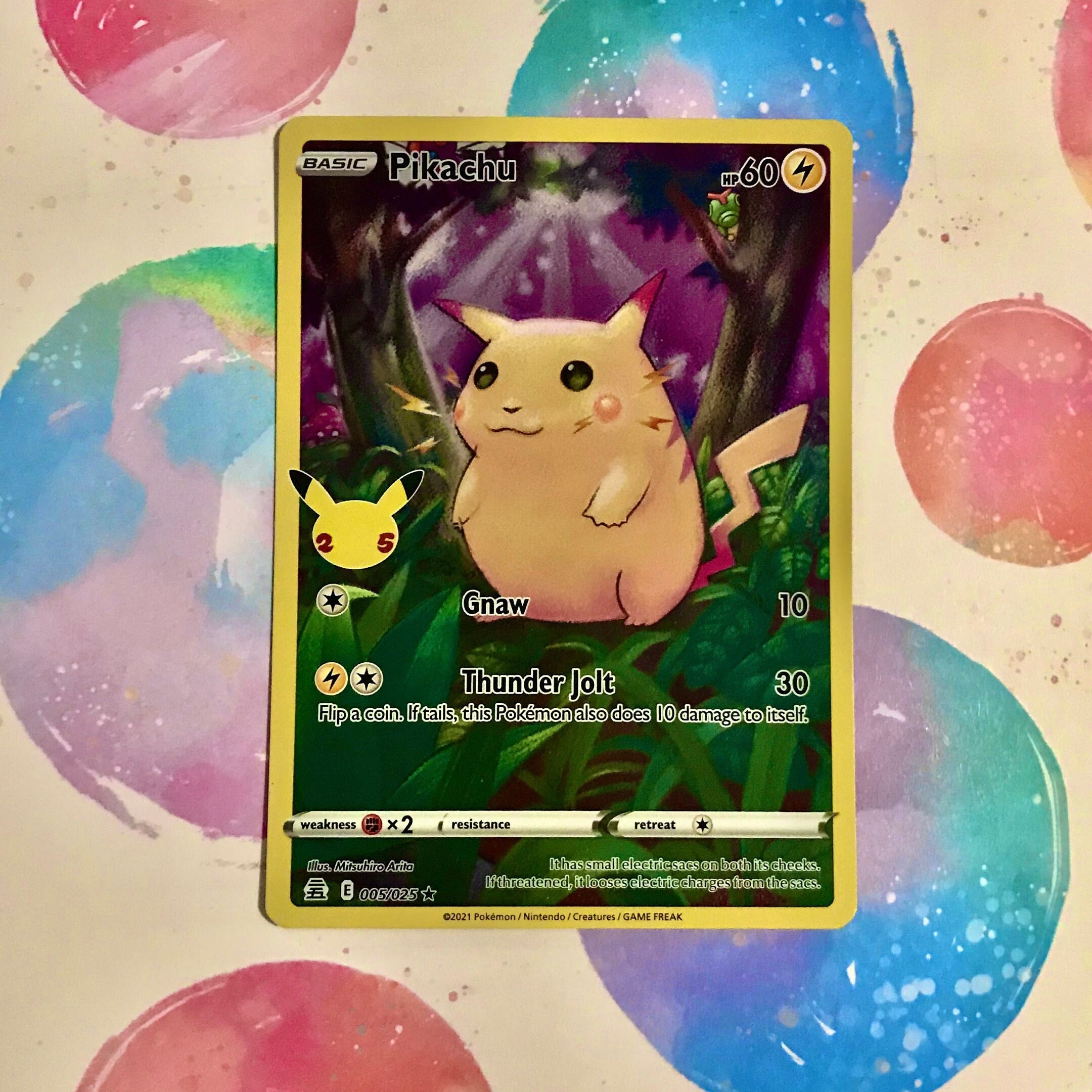 Pikachu Holographic Full Art Rare Pokemon Card 25th Anniversary