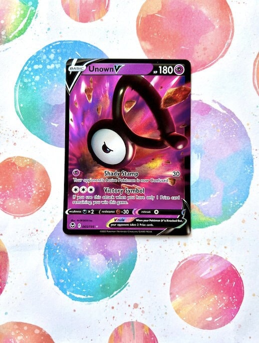 unown v pokemon card TCG - Promo Full Art Holo SWSH300 you win this game. Unown V 177/195 Silver Tempest