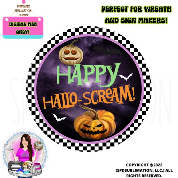 Happy Halloween Sign Printable Sublimation Graphic, Witch Halloween Printable Art, Wall Art, Door Hanger, Jpeg and Png File, You Print