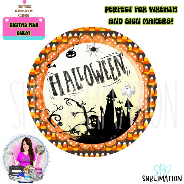 Happy Halloween Sign Printable Sublimation Graphic, Witch Halloween Printable Art, Wall Art, Door Hanger, Jpeg and Png File, You Print