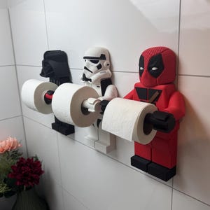Lego - Star Wars - Marvel - Darth Vader - Stormtrooper - Deadpool - Porta carta igienica - Bagno - Decorazione - Toilette - Vasca da bagno - Stampa a strati