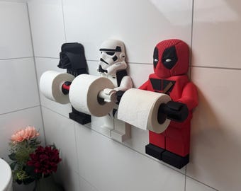 Lego - Star Wars - Marvel - Darth Vader - Stormtrooper - Deadpool - Toilettenpapierhalter - Badezimmer - Deko - Toilette - Bad - layerprint