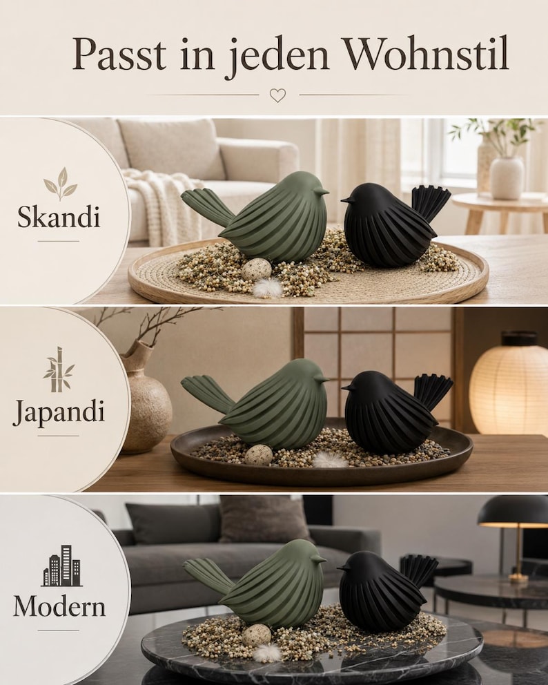 Minimalist Bird Duo | Modern Bird Figurines | Scandinavian Decor | Timeless Home Decor | Gift Idea image 2