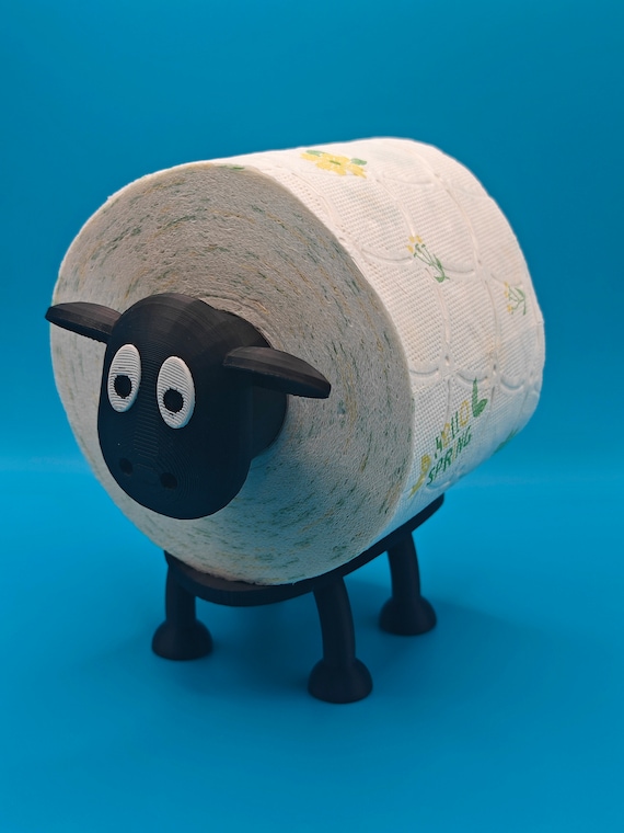 3 Schaf Toilettenpapierhalter | Aus Biobasiertem PLA, Ohne Werkzeug Montierbar, Für 42mm Rollen – Lustige Bad-Deko