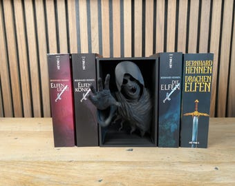 Sussurrador da Morte - Ceifador do Vazio - Fantasia Sombria - Suporte para Livros - pintado à mão - Cantinho de Leitura