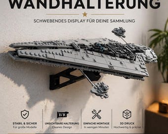 LEGO Star Wars Midi Scale Wall Mount | Wall Mount Display for Millennium Falcon, Tantive IV & Executor | Invisible Mounting Bracket |