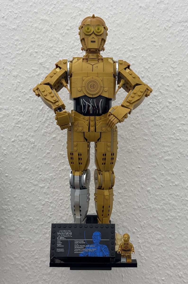 LEGO Star Wars Wall Mount for C-3PO, R2-D2 & Chewbacca | Invisible Display Bracket | Wall Mount | 3D Printed Collector's Display image 3