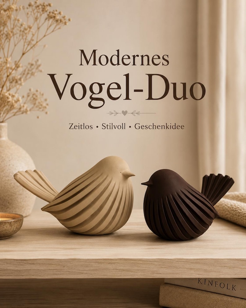Minimalist Bird Duo | Modern Bird Figurines | Scandinavian Decor | Timeless Home Decor | Gift Idea image 1