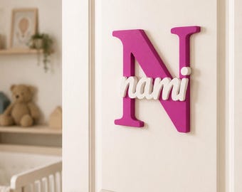 Letra 3D personalizada com nome | Placa para porta de quarto infantil | Placa de identificação para quarto de bebê | Presente para nascimento e batizado