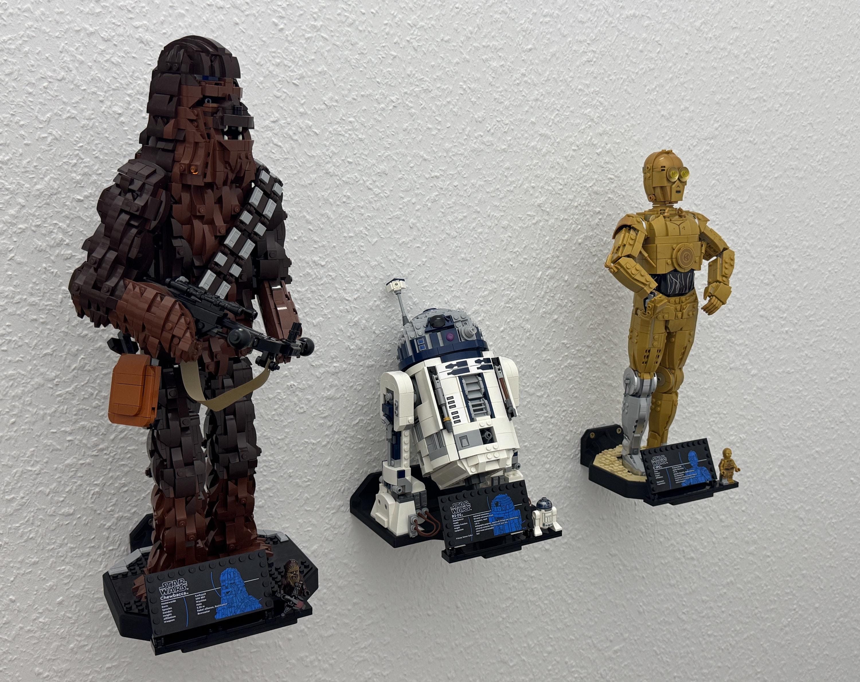 Wall Mount Lego Star Wars C3PO 75398 - R2D2 75379 - Chewbacca