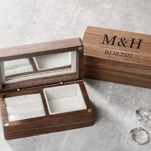 Portagioie personalizzato, portagioie con nome inciso, scatola per anelli in legno, scatola per anelli, scatola per anelli con specchio, regalo di anniversario, regalo di nozze per lei