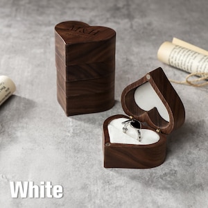 Gepersonaliseerde Flip Heart Ring Box, Aangepaste Ring Box, Single Ring Box, Graveren Houten Box, Wedding Box, Gepersonaliseerde Huwelijkscadeau, Cadeau voor haar