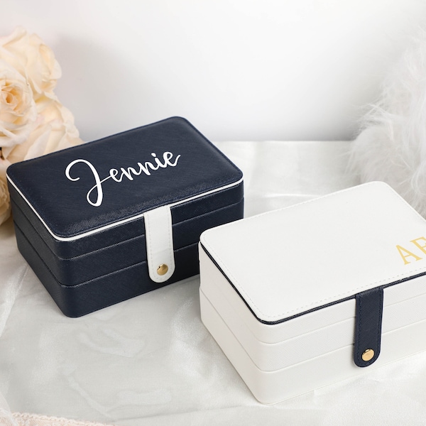 Custom Jewelry Box, Personalized Portable Jewelry Box, Travel Jewelry Storage Case, Bridesmaid Jewelry Box, Chirstmas Gift for Her