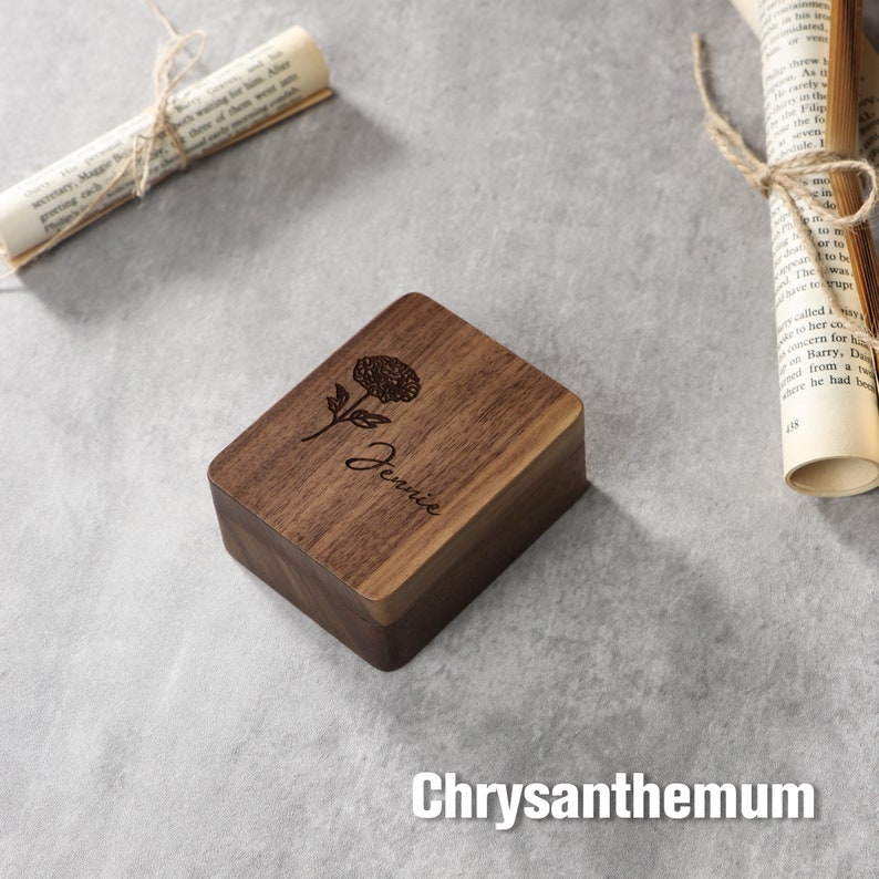 Custom Birth Flower Jewelry Box Wedding Necklace Box Wood Etsy