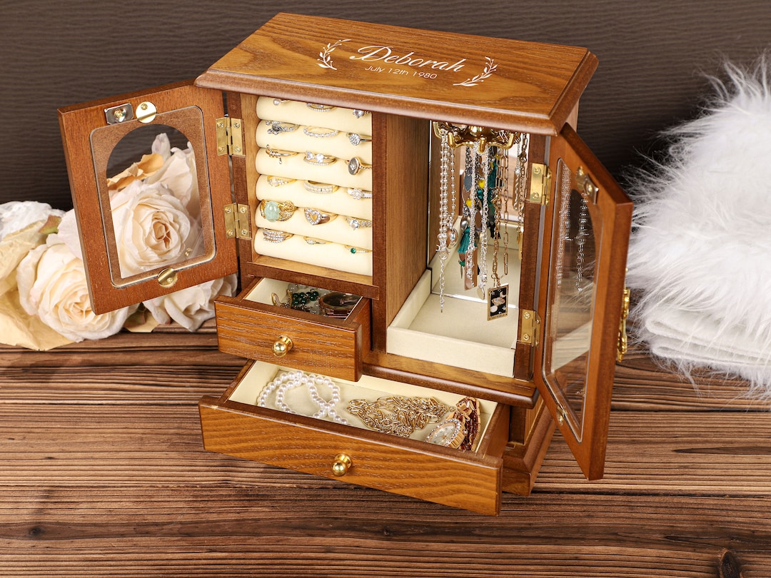 Retro Box, Large Jewelry Box, Gift for Women Her, Custom Jewelry Box