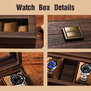 Étui de rangement de montre personnalisé à grain de bois, étui de rangement de montre personnalisé à 6 12 emplacements, étui de rangement de montre personnalisé, cadeau de Noël, cadeau du meilleur homme image 6