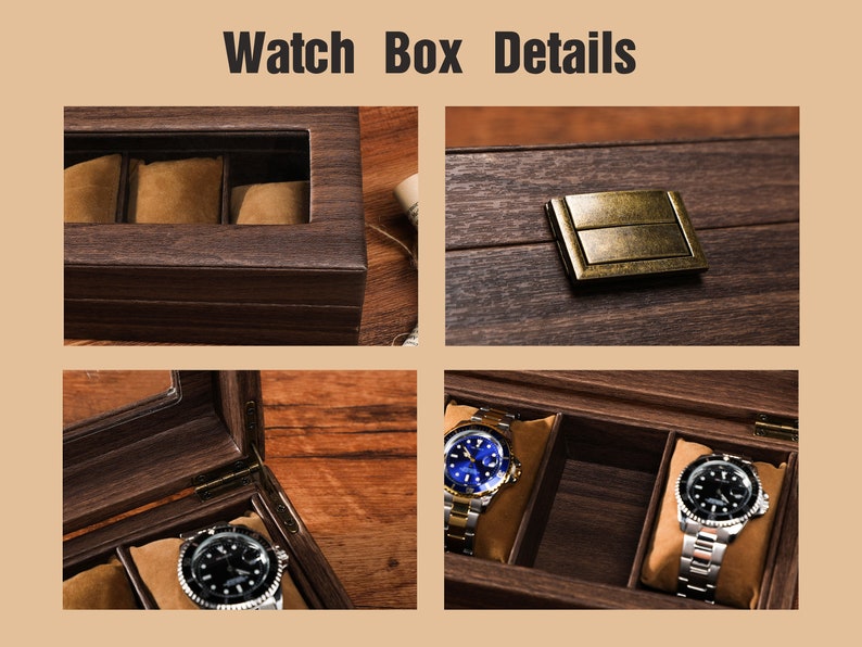 Étui de rangement de montre personnalisé à grain de bois, étui de rangement de montre personnalisé à 6 12 emplacements, étui de rangement de montre personnalisé, cadeau de Noël, cadeau du meilleur homme image 6