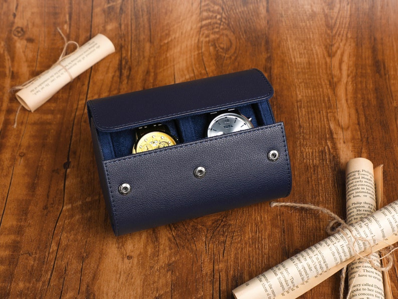 Custom Luxury Leather Watch Case Roll for 3 Watches, Portable Watch Box ...