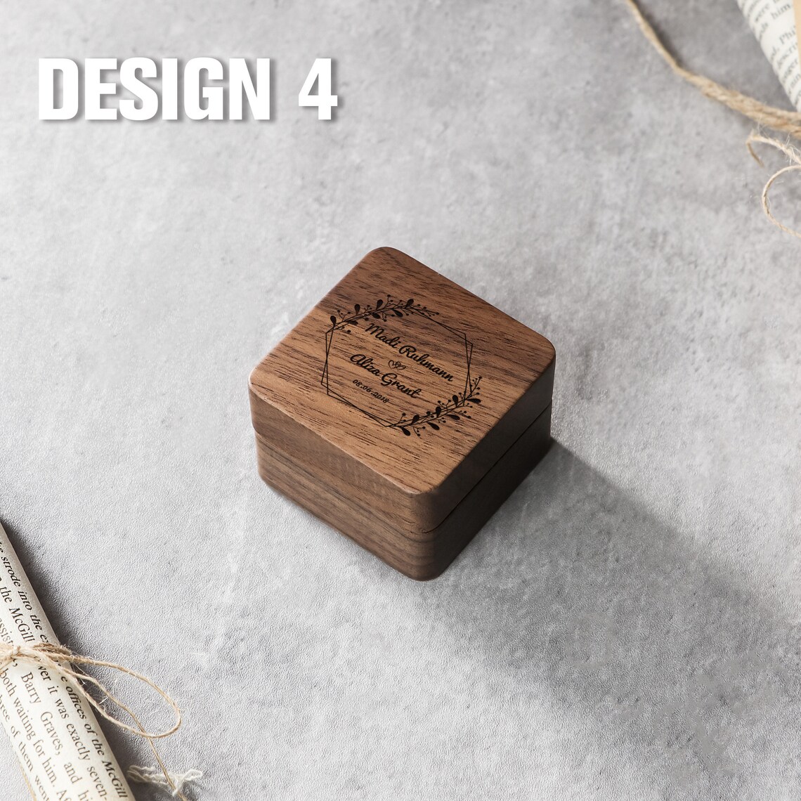 Personalized Wedding Ring Box Square Ring Box Double Ring Etsy UK