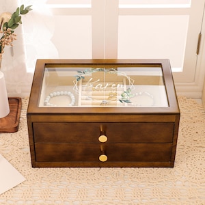 Scatola retrò, portagioielli grande, regalo per le donne lei, portagioie floreale personalizzato, portagioie in pelle scamosciata, regalo di nozze, idea migliore amica, regalo per la mamma