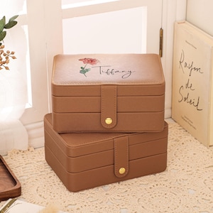 Scatola retrò, portagioielli a 2 strati, regalo per le donne lei, portagioielli con fiori personalizzati, portagioielli, regalo di nozze, idea migliore amica, regalo per la mamma
