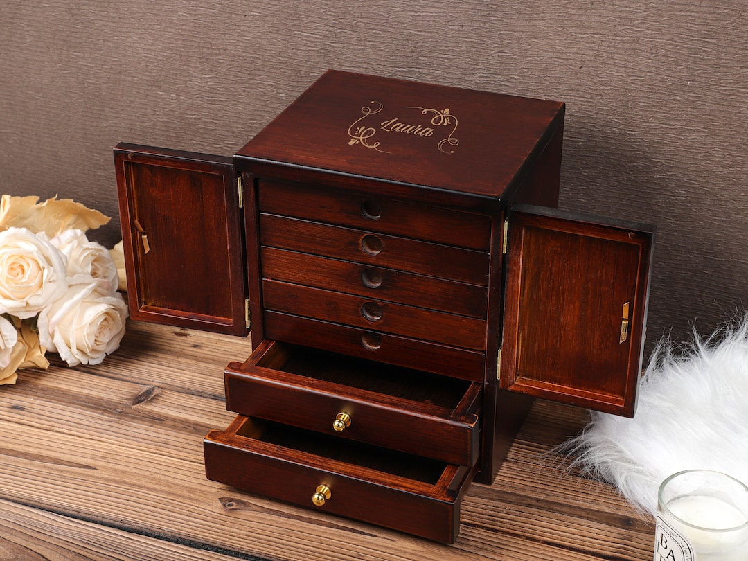 Retro Box, Large Jewelry Box, Gift for Women Her, Custom Jewelry Box