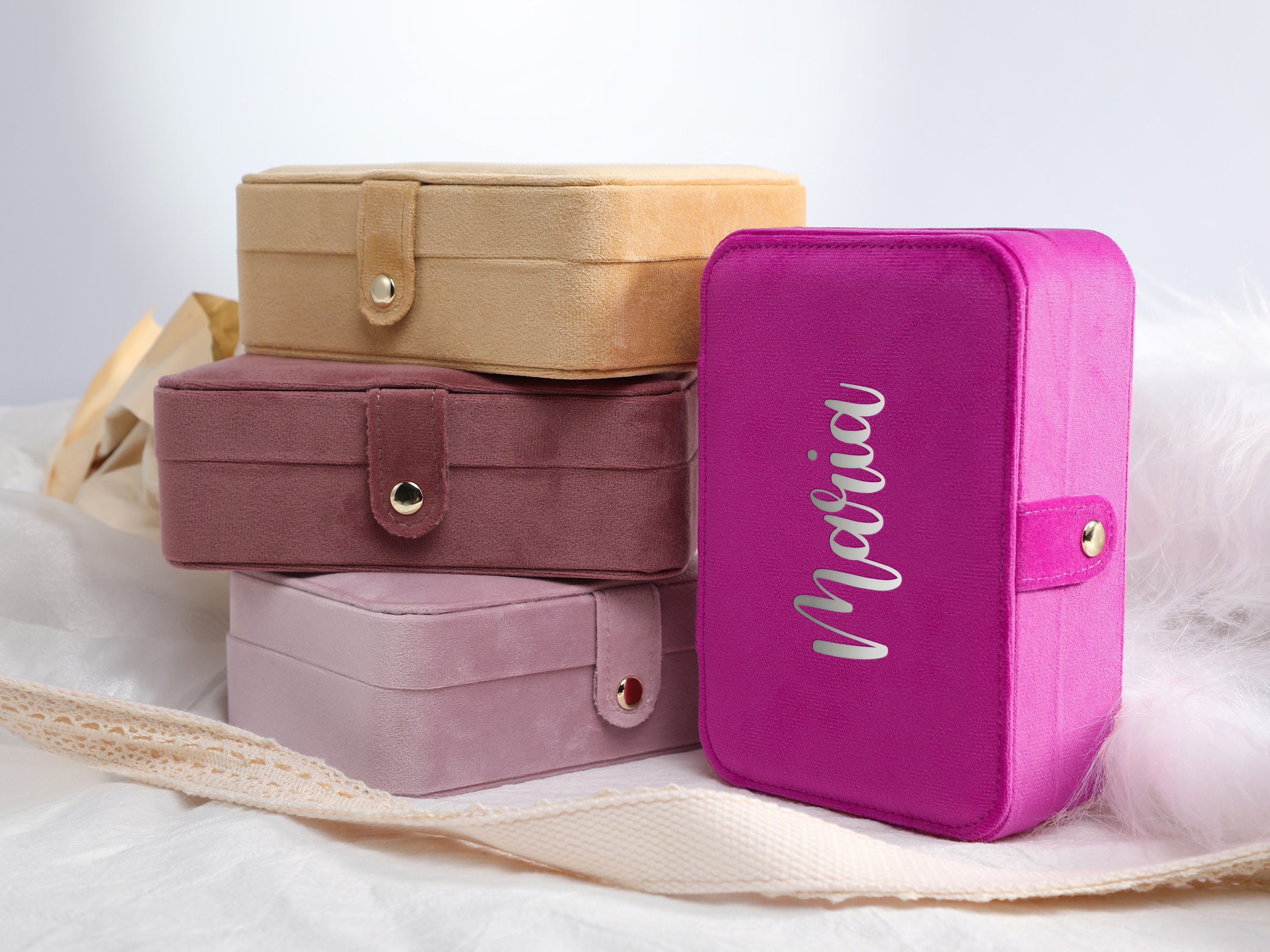 Custom Velvet Jewelry Box Personalized Portable Jewelry Box Etsy UK