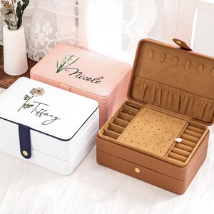 Portagioie personalizzato, portagioie portatile personalizzato, custodia per gioielli da viaggio, portagioie da damigella d'onore, regalo per la festa della mamma per lei