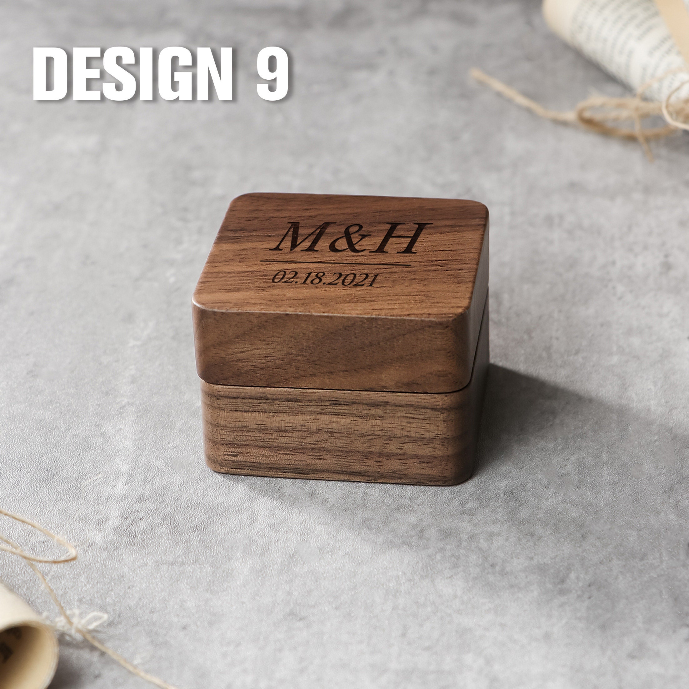 Personalized Wedding Ring Box Square Ring Box Double Ring Etsy UK