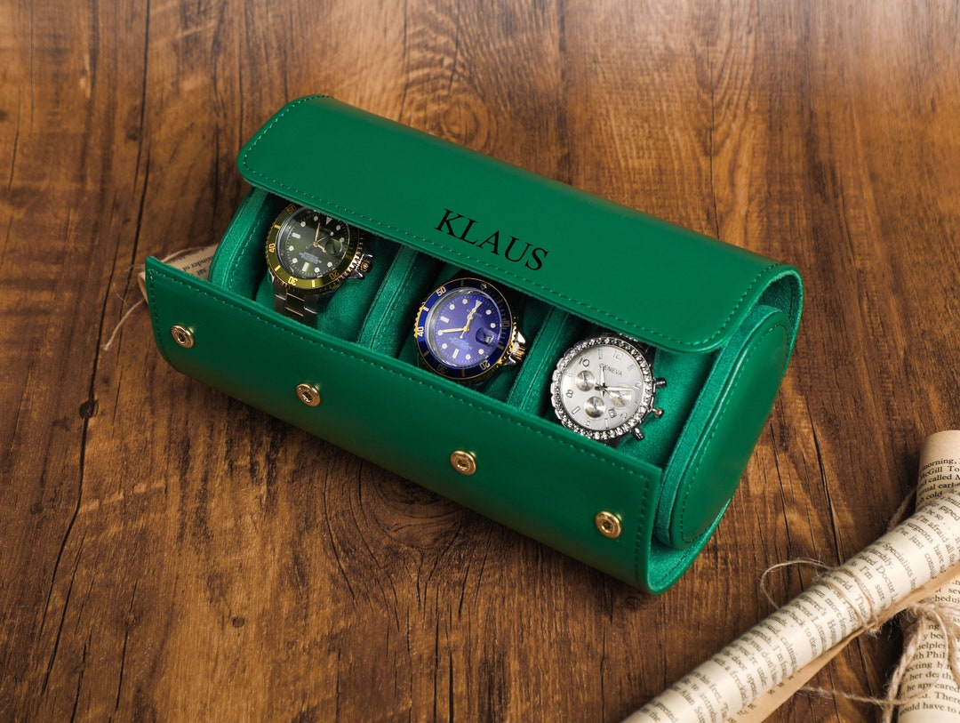 Personalization Portable Watch Box, Brown Watch Box, Travel Watch Box