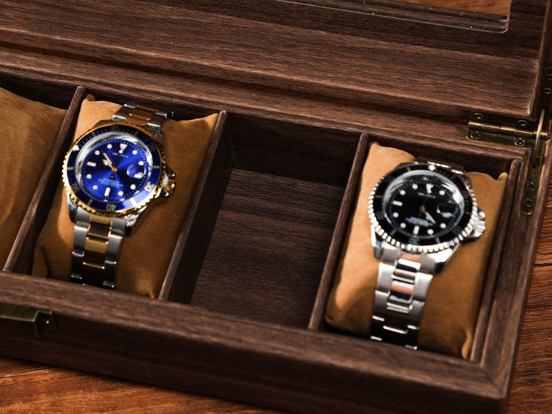 Étui de rangement de montre personnalisé à grain de bois, étui de rangement de montre personnalisé à 6 12 emplacements, étui de rangement de montre personnalisé, cadeau de Noël, cadeau du meilleur homme image 2