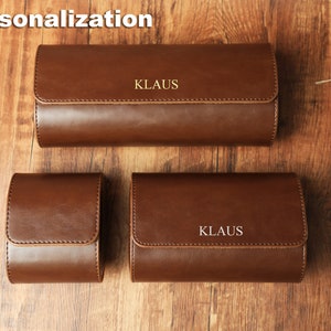 Scatola per orologi portatile personalizzata, scatola per orologi marrone, scatola per orologi da viaggio, custodia per orologi in pelle di lusso per 3 orologi, porta orologi da viaggio