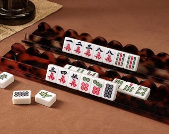 Juego de atril y empujador de mahjong, accesorios para mahjong americano, organizador de fichas, atril de viaje, regalo para amantes del mahjong, accesorios para principiantes de mahjong
